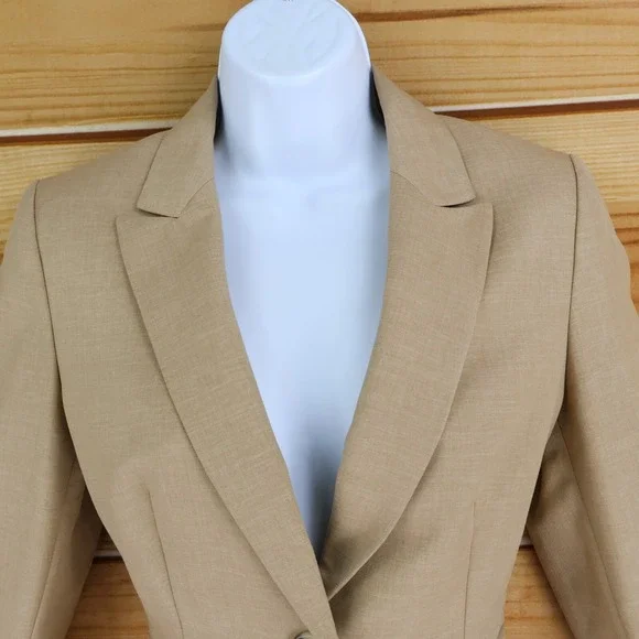Evan Picone Blazer Suit Jacket Womens Size 4P Brown Shoulder Pads Lined 1 Button - Picture 4 of 8